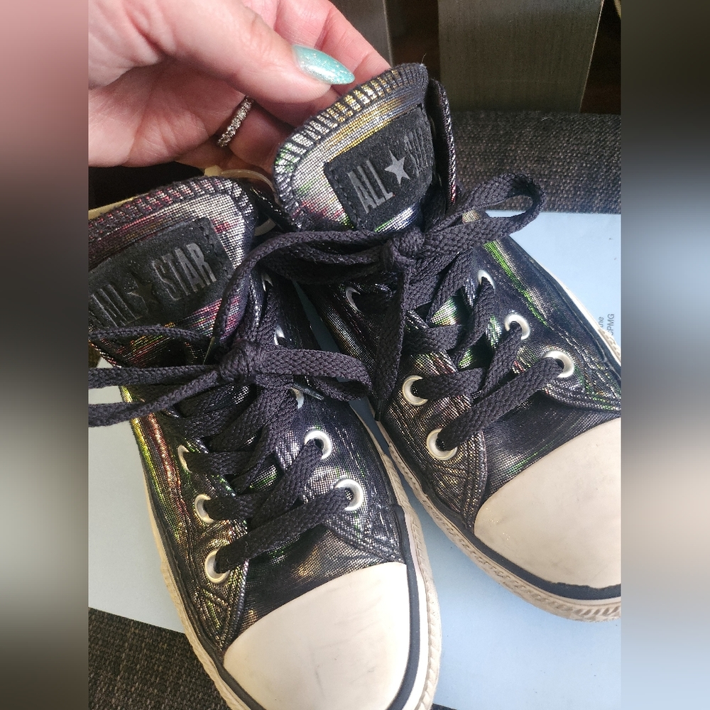 Converse iridescent black all star women's sz 9